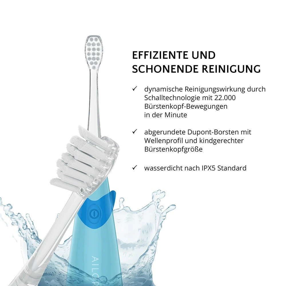 Ailoria Bubble Brush Kids Schallzahnbürste Blau 3 Ailoria Bubble Brush Kids Schallzahnbürste Blau – Bild 3